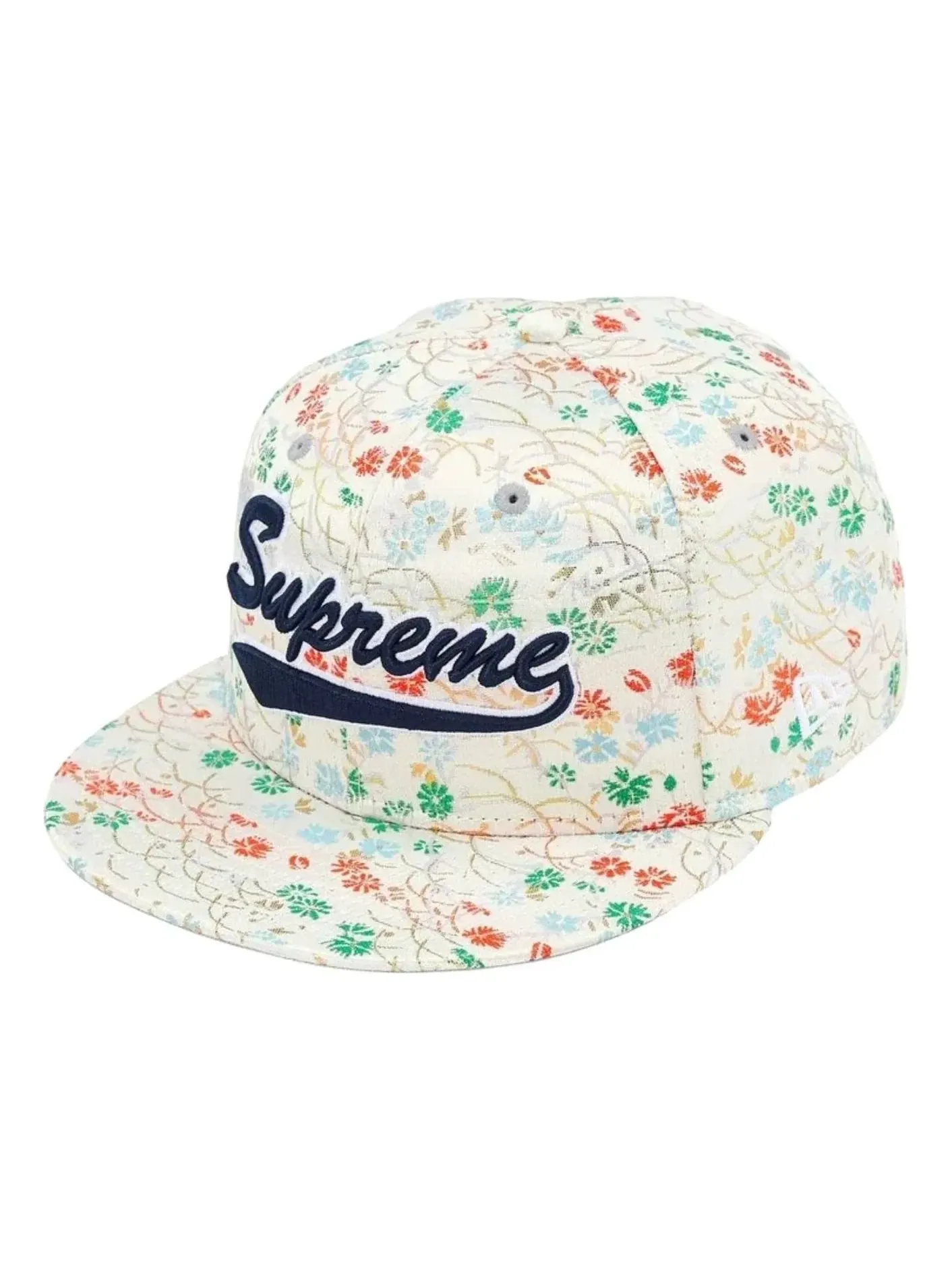 Мужская кепка с жаккардовым цветочным принтом Supreme New Era — изображение 1 из 3, белый