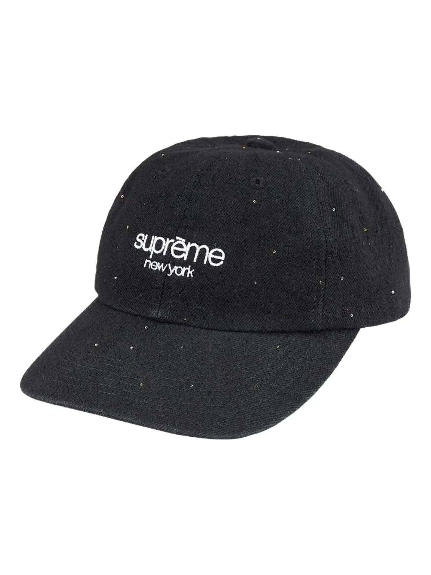 Мужская кепка с джинсовой тканью и пайетками Supreme — изображение 1 из 2, черный