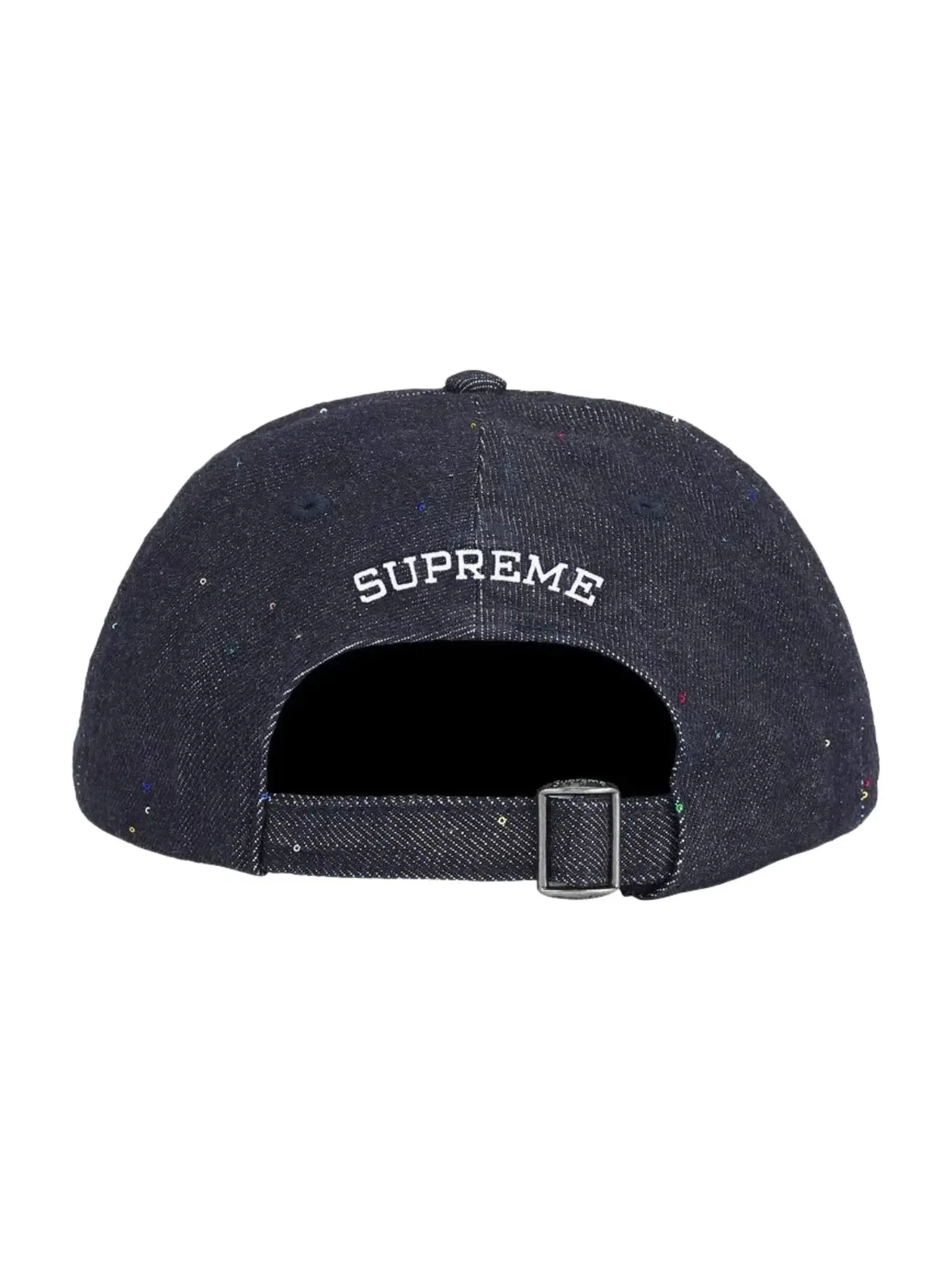 Мужская кепка с пайетками и джинсовой отделкой Supreme SS26 Sequin Denim Classic Logo 6-Panel — изображение 2 из 2