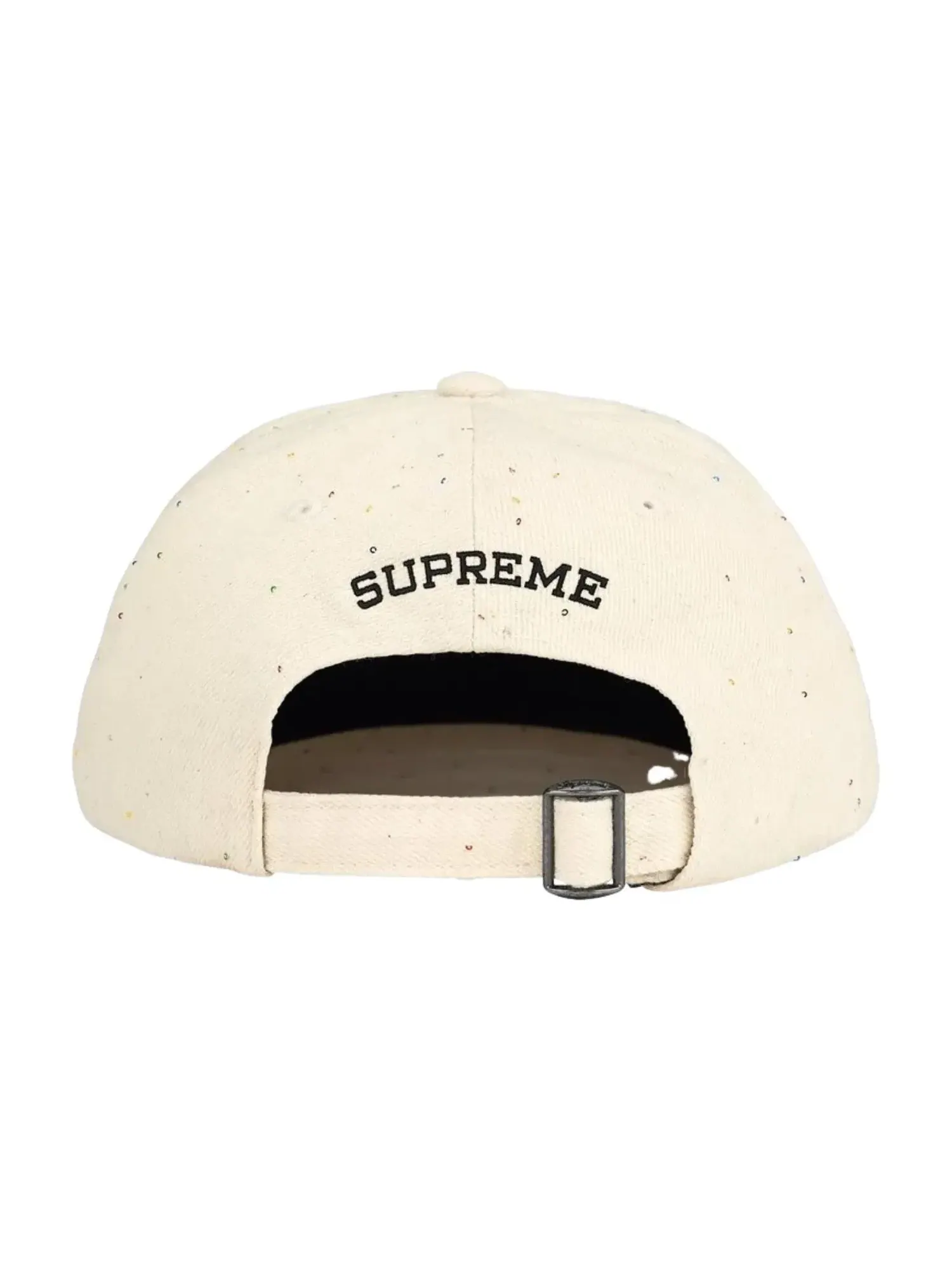 Мужская кепка с джинсовым принтом Supreme SS26 Sequin Denim Classic Logo 6-Panel — изображение 2 из 2, белый