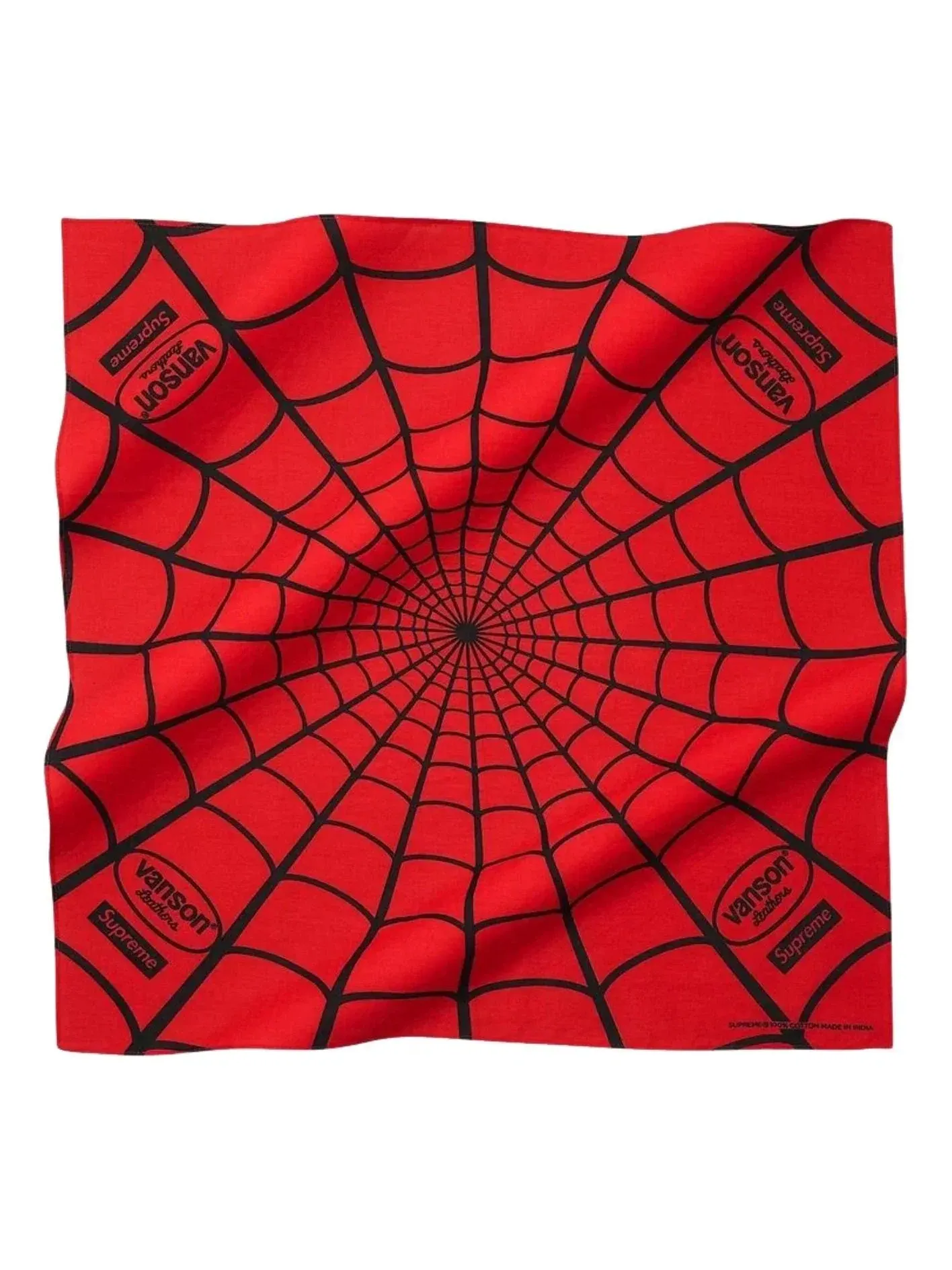 Мужской аксессуар с принтом Supreme x Vanson Leathers SS26 Spider-Man Bandana Red — изображение 1 из 1, красный