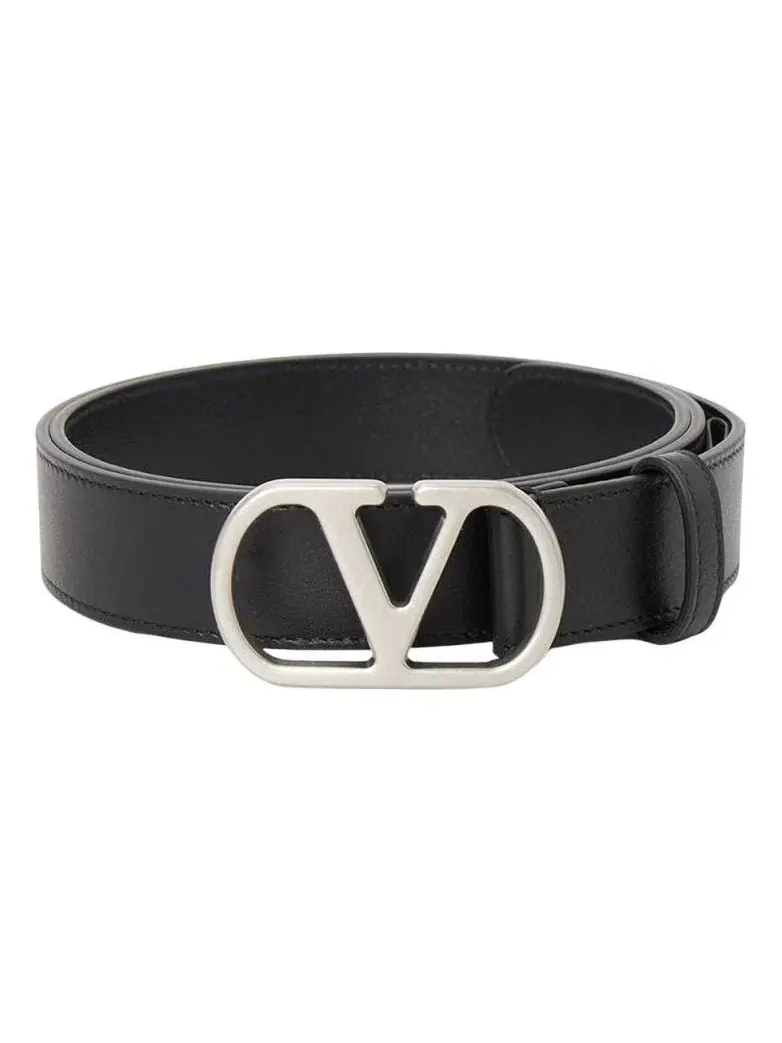 Фирменный ремень Valentino FW25 с V-образным логотипом, черный, T0SM3UPC0NO