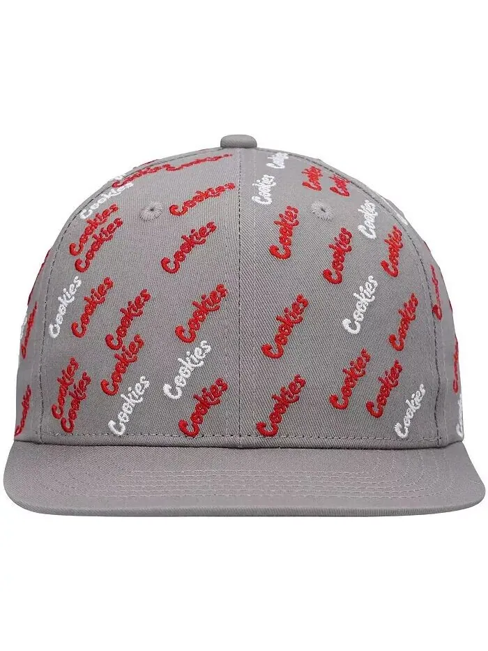 Мужская серая шляпа Snapback с тройным лучом и сплошным принтом Cookies — изображение 4 из 4, серый