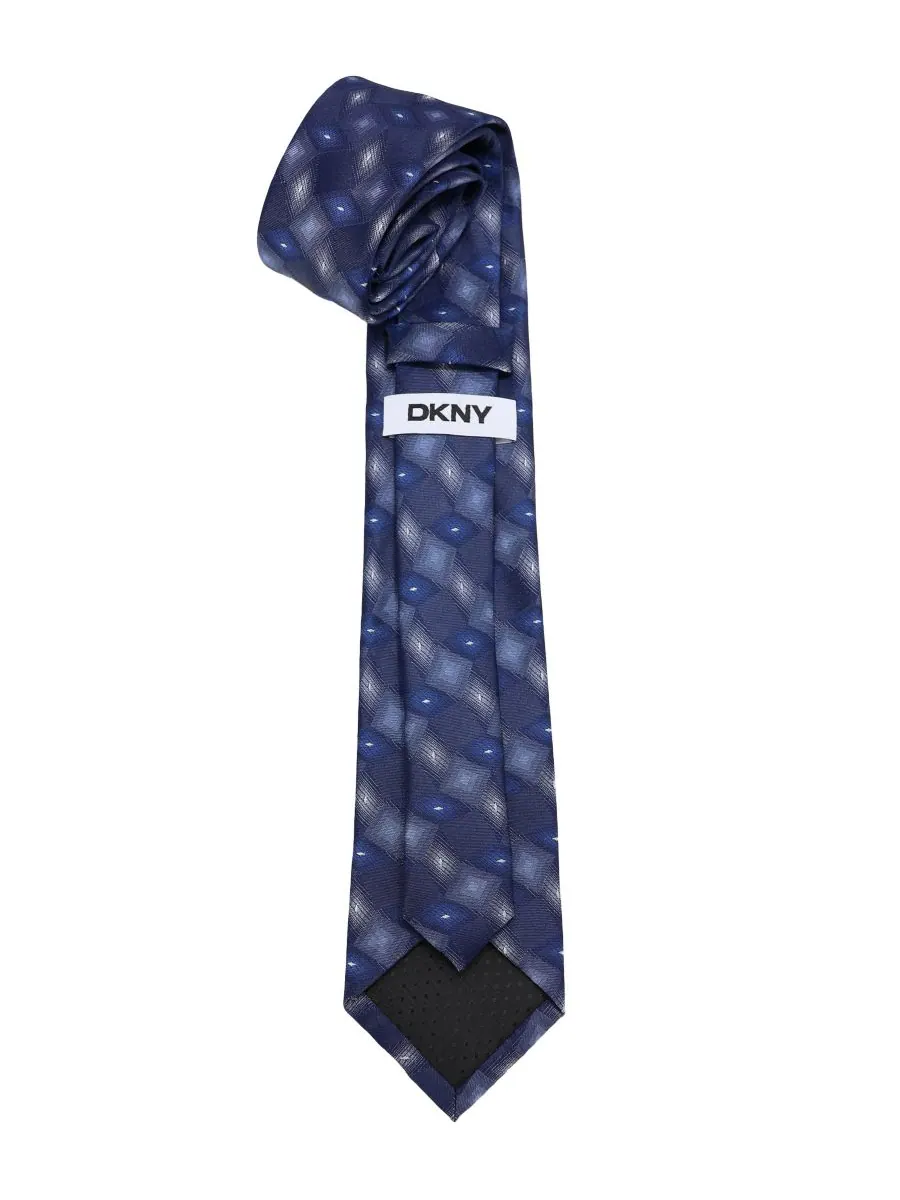 Мужской узкий галстук с геометрическим узором DKNY — изображение 3 из 3, синий черный