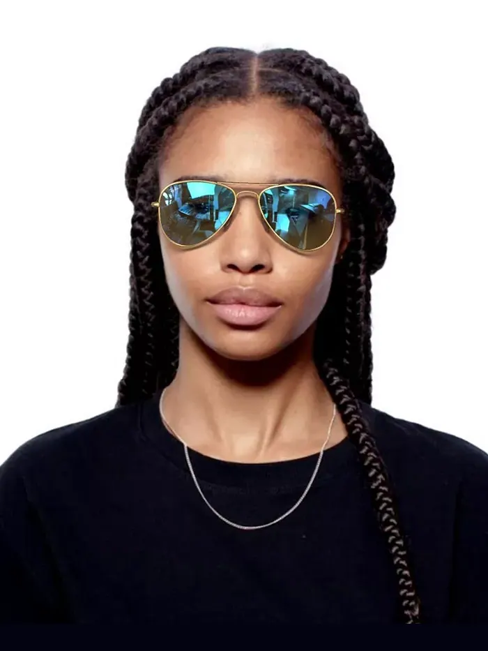 Поляризационные солнцезащитные очки, RB3025 AVIATOR MIRROR Ray-Ban — изображение 8 из 9, синий