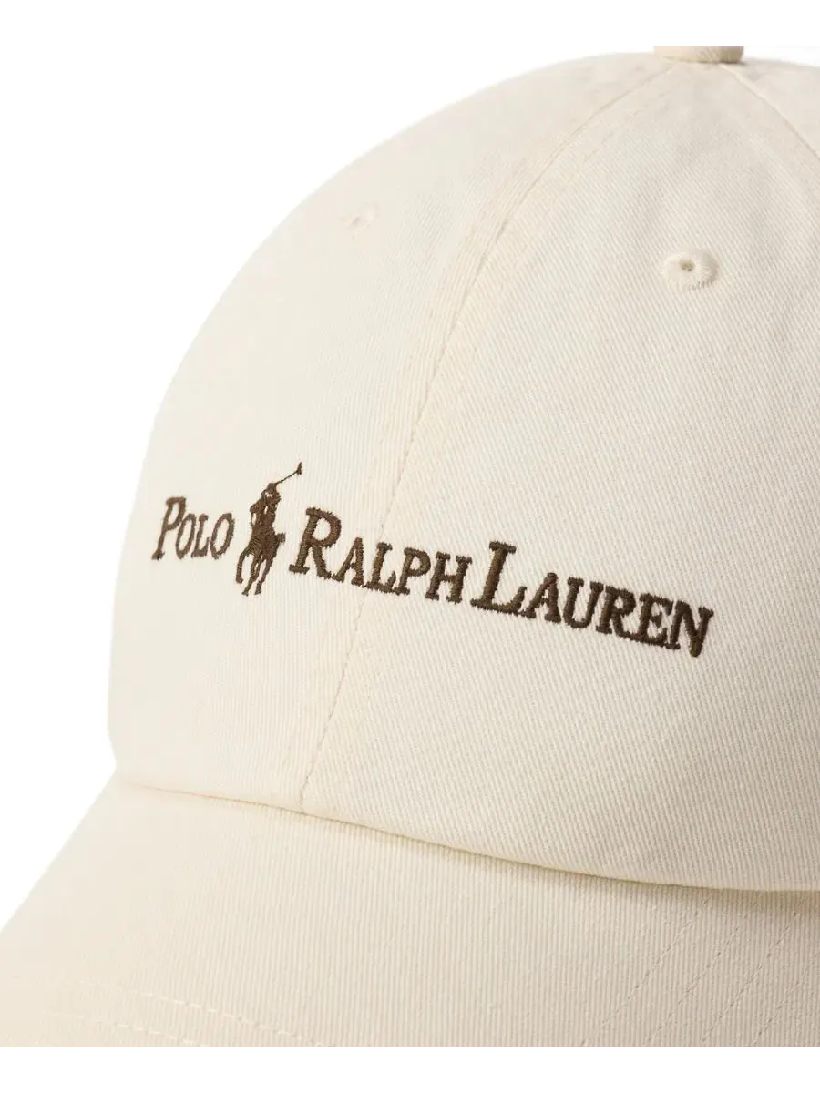 Женская бейсболка из хлопковой саржи Polo Ralph Lauren — изображение 3 из 4, кремовый