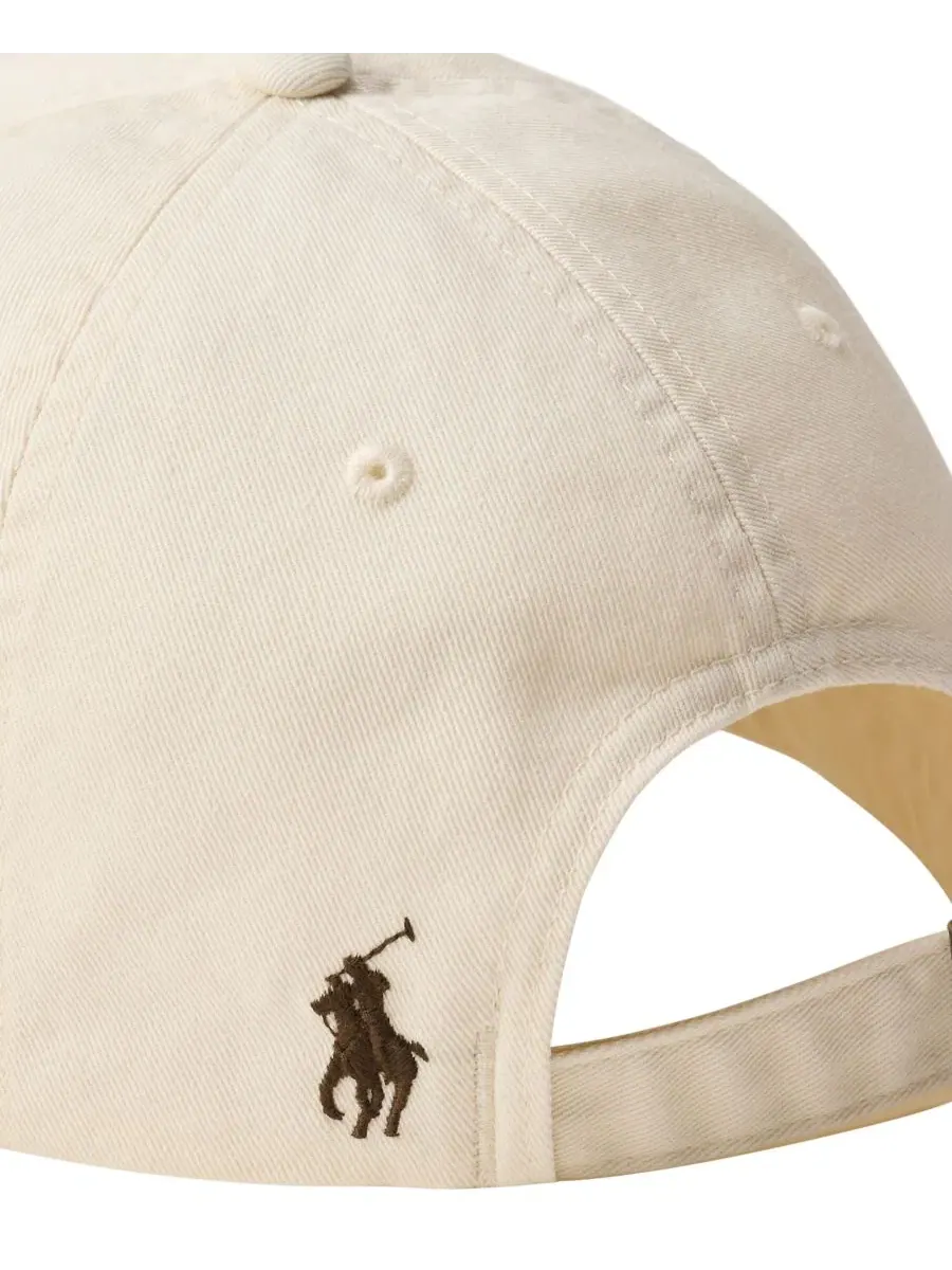 Женская бейсболка из хлопковой саржи Polo Ralph Lauren — изображение 4 из 4, кремовый