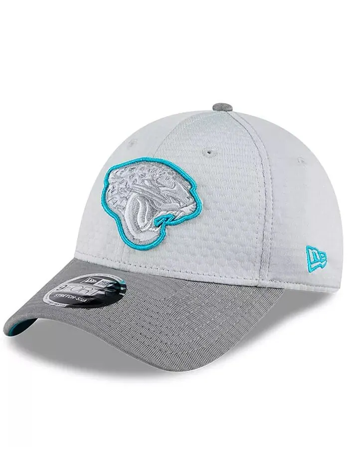 Мужская серая кепка Jacksonville Jaguars 2024 NFL Training Camp 9FORTY Adjustable New Era