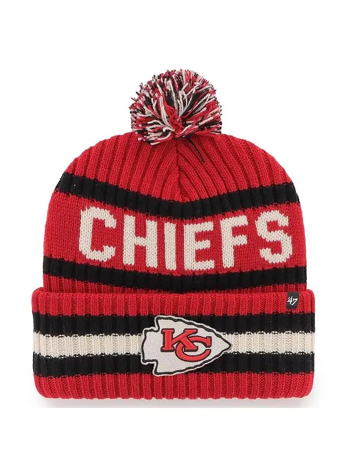 Мужская красная вязаная шапка Kansas City Chiefs Bering с манжетами и помпоном '47 Brand