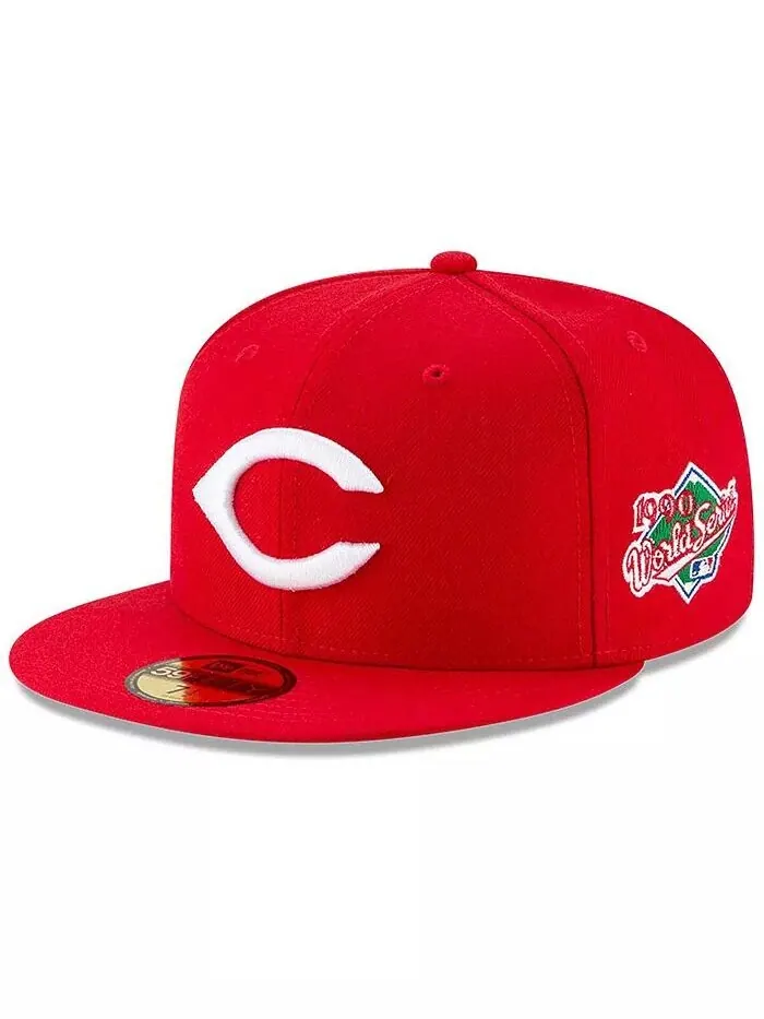 Мужская красная приталенная шляпа Cincinnati Reds 1990 World Series 59FIFTY из шерсти New Era — красный