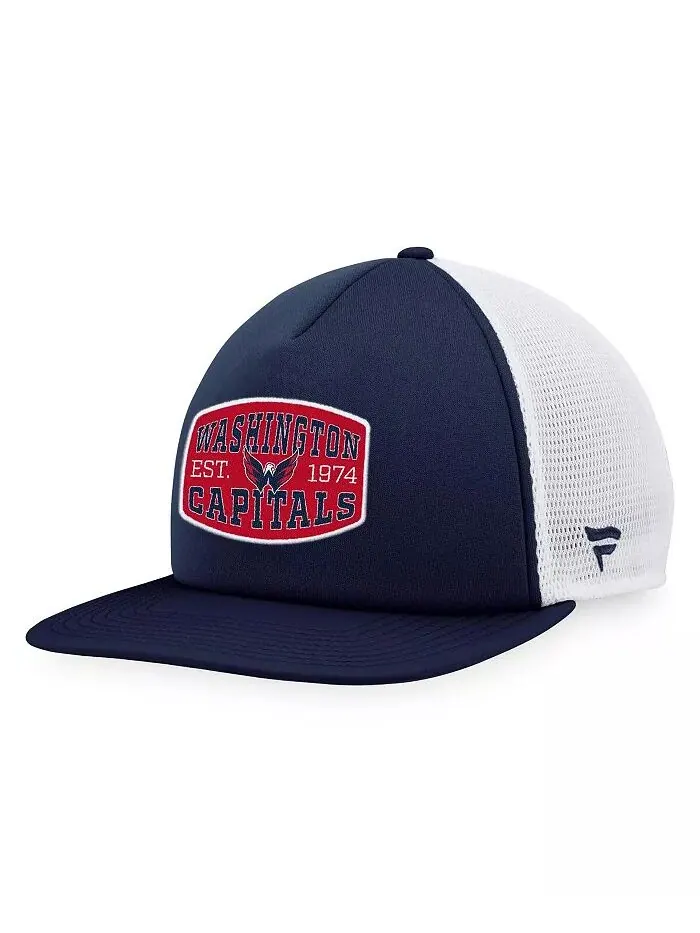 Мужская темно-синяя/белая бейсболка Trucker Snapback с нашивкой спереди Washington Capitals Foam — изображение 1 из 4