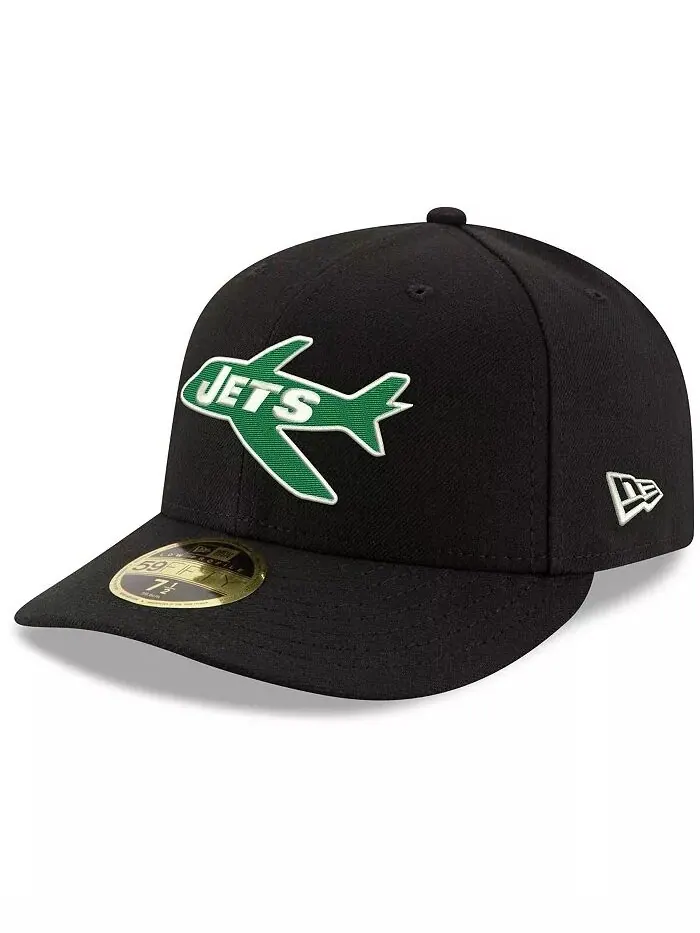 Мужская черная бейсболка New York Jets Omaha Throwback Low Profile 59FIFTY Fitted Hat New Era