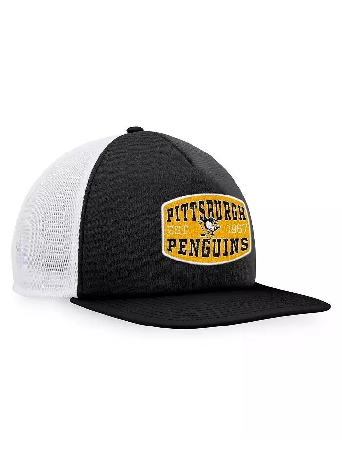 Мужская черная/белая кепка Pittsburgh Penguins из пенопласта с нашивкой спереди Trucker Snapback — изображение 4 из 4