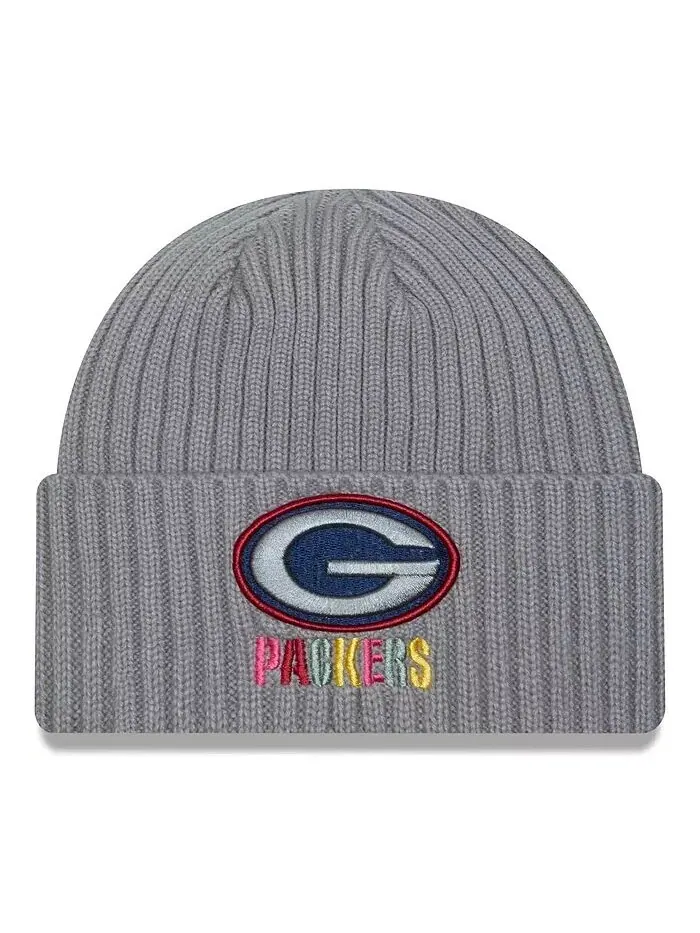 Мужская серая вязаная шапка Green Bay Packers Color Pack с несколькими манжетами New Era — серый