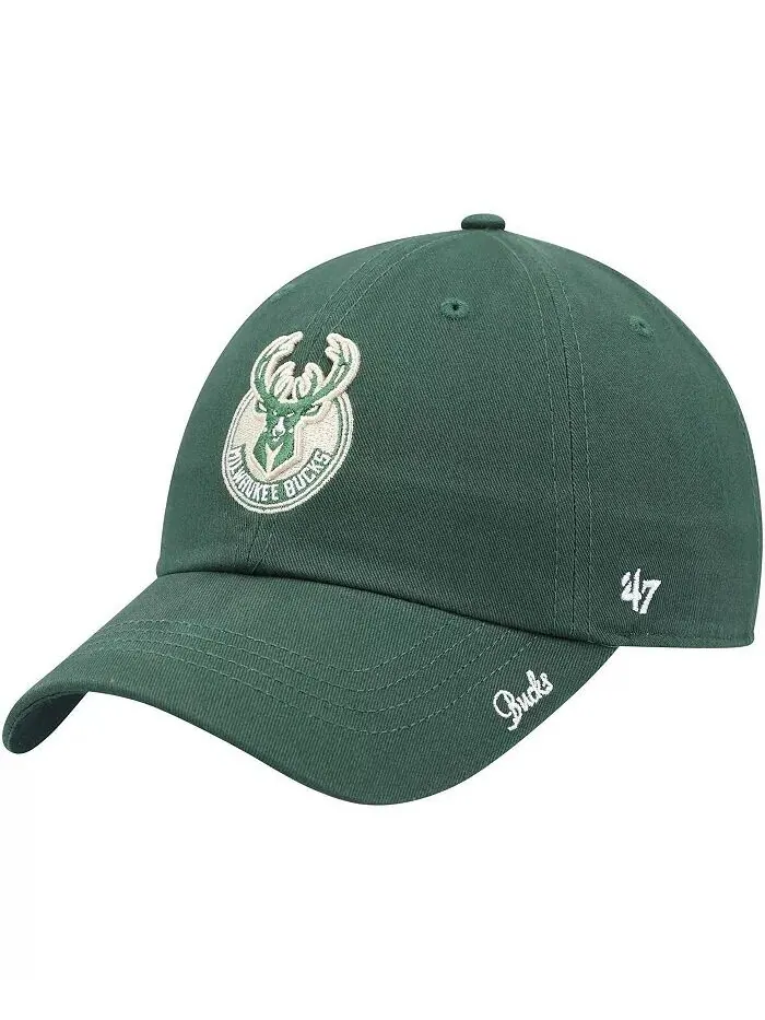 Женская регулируемая кепка с логотипом Hunter Green Milwaukee Bucks Miata Clean Up '47 Brand — зеленый