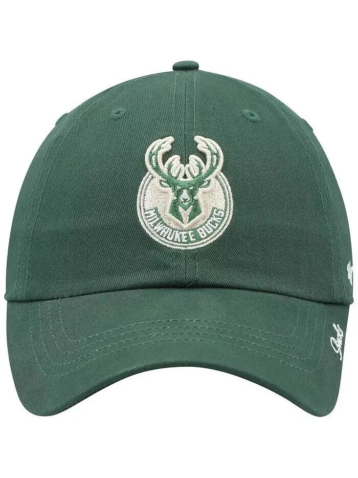 Женская регулируемая кепка с логотипом Hunter Green Milwaukee Bucks Miata Clean Up '47 Brand — изображение 2 из 4, зеленый