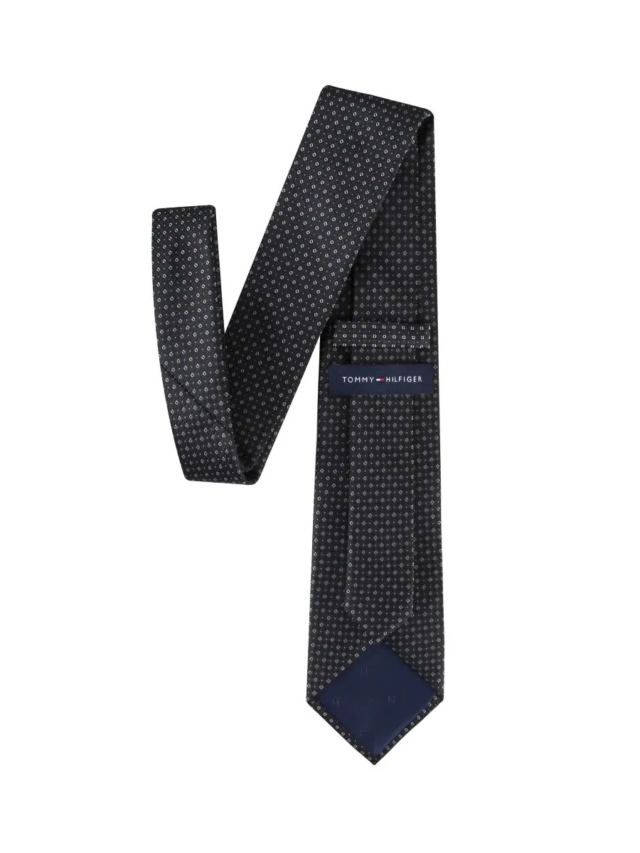 Мужской галстук Peyton Neat Pattern Tommy Hilfiger — изображение 3 из 5, черный