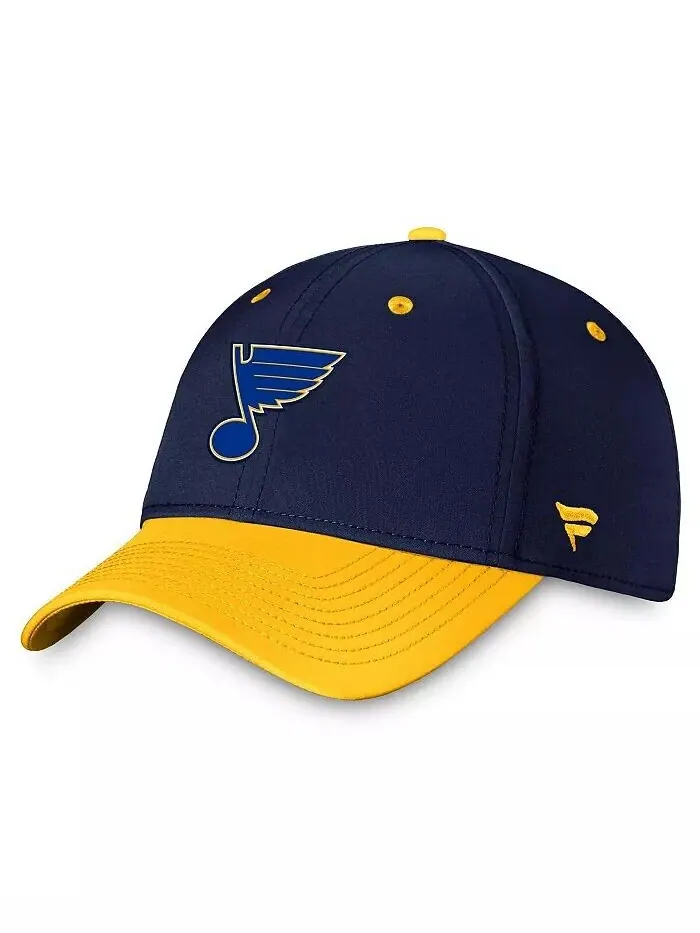 Мужская двухцветная гибкая шляпа темно-синего и золотого цвета St. Louis Blues Authentic Pro Rink — изображение 1 из 4