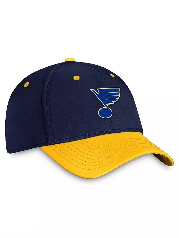 Мужская двухцветная гибкая шляпа темно-синего и золотого цвета St. Louis Blues Authentic Pro Rink — изображение 2 из 4
