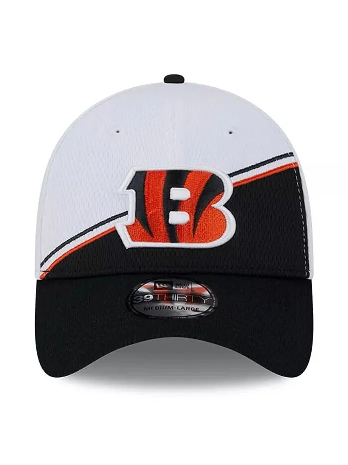 Мужская бело-черная кепка Cincinnati Bengals 2023 Sideline 39THIRTY Flex Hat New Era — изображение 3 из 4, белый черный