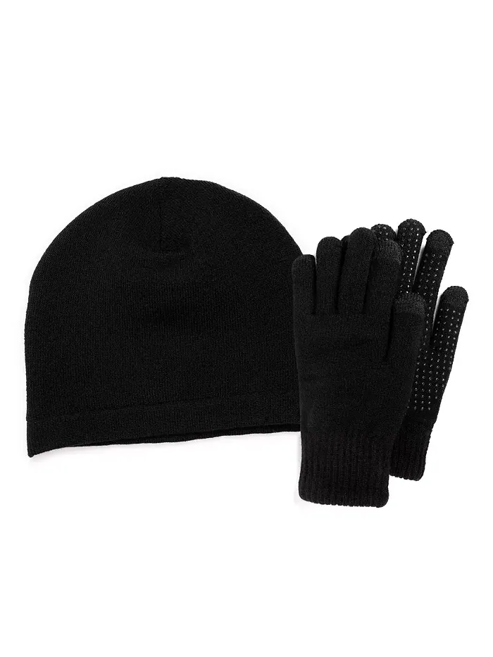 Мужская термошапка и перчатки с функцией удержания тепла Quietwear — коричневый