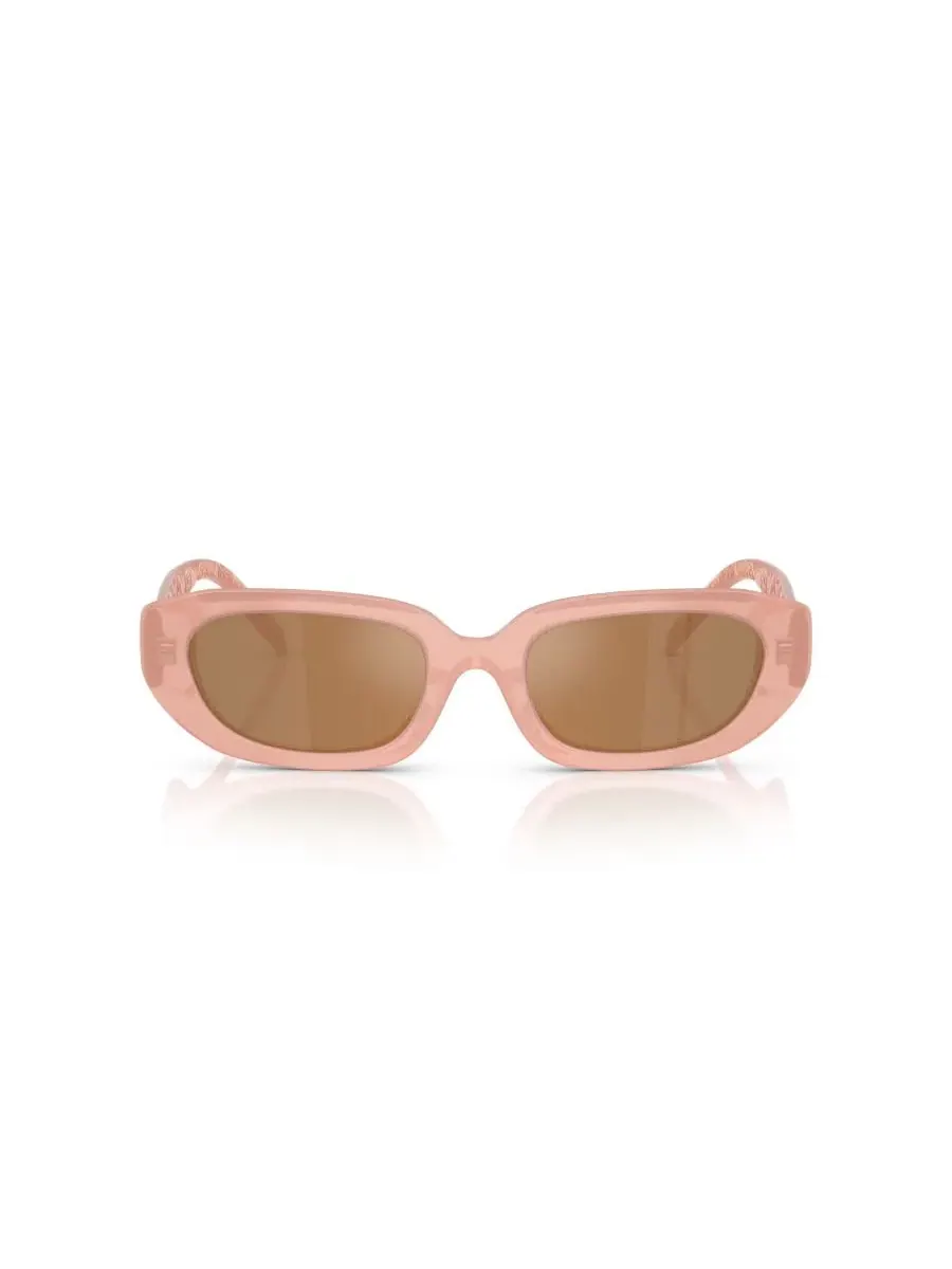 Солнцезащитные очки геометрической формы с зеркальными линзами Tory Burch — изображение 2 из 7, винный розовый