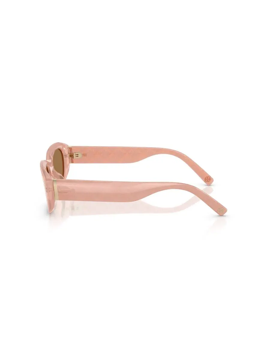 Солнцезащитные очки геометрической формы с зеркальными линзами Tory Burch — изображение 3 из 7, винный розовый