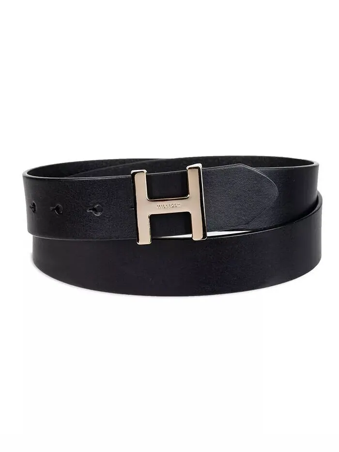 Женский ремень с пряжкой H и монограммой Tommy Hilfiger — изображение 1 из 4, черный