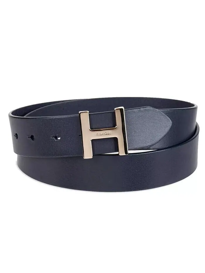 Женский ремень с пряжкой H и монограммой Tommy Hilfiger — изображение 1 из 4, темно-синий