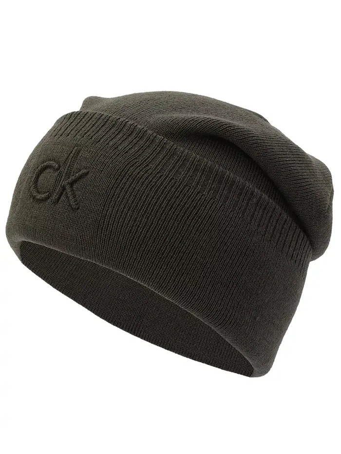Мужская шапка с рельефным логотипом на манжете Calvin Klein