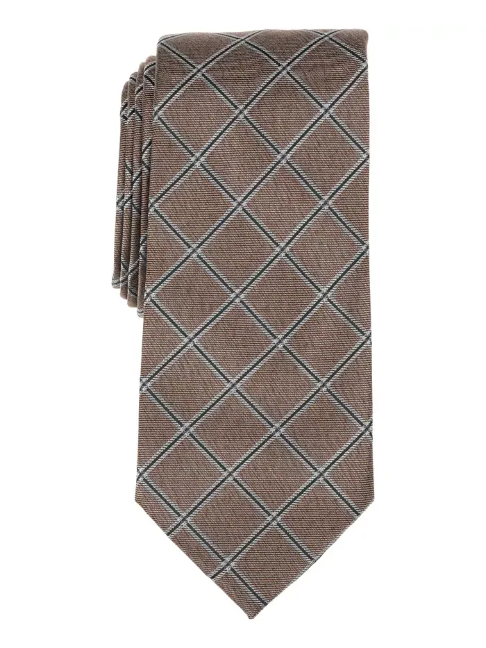 Мужской классический галстук Yarrow Grid Michael Kors — изображение 1 из 2, бежевый/бежевый