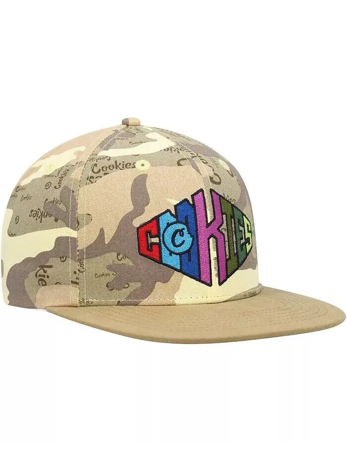 Мужская коричневая камуфляжная кепка Snapback Across the Board Cookies — изображение 2 из 4, бежевый