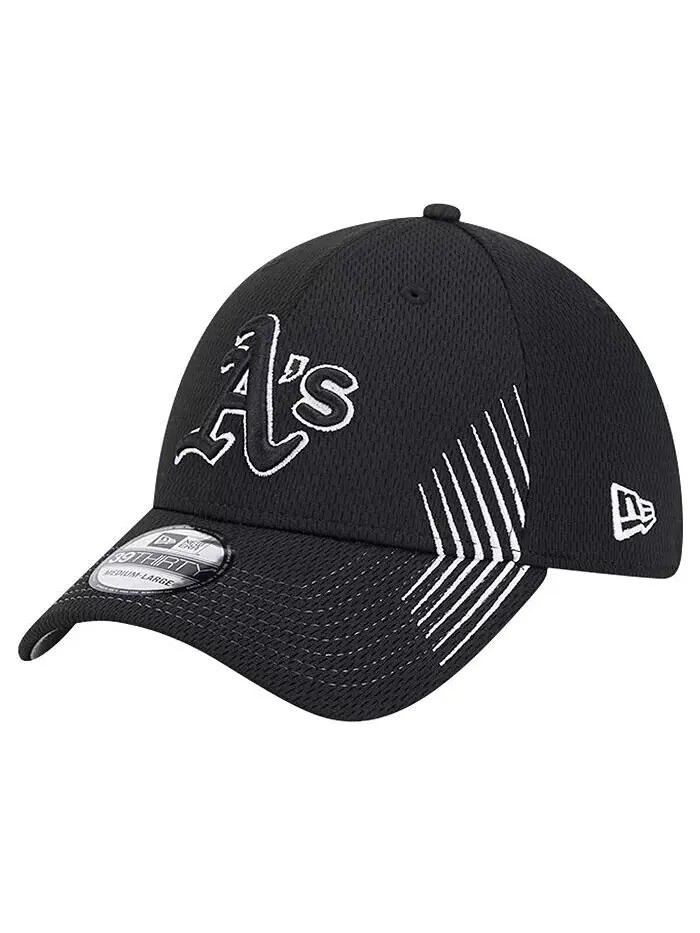 Мужская черная кепка Oakland Athletics Active Dash Mark 39THIRTY Flex New Era — изображение 1 из 4, черный