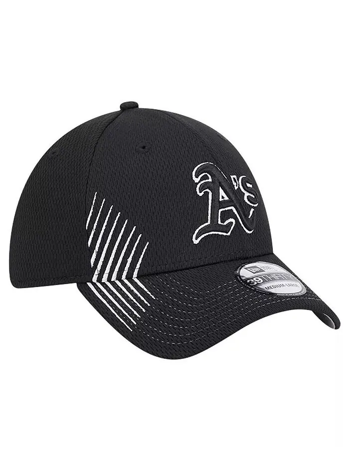 Мужская черная кепка Oakland Athletics Active Dash Mark 39THIRTY Flex New Era — изображение 2 из 4, черный