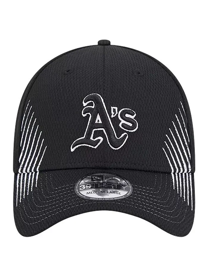 Мужская черная кепка Oakland Athletics Active Dash Mark 39THIRTY Flex New Era — изображение 3 из 4, черный
