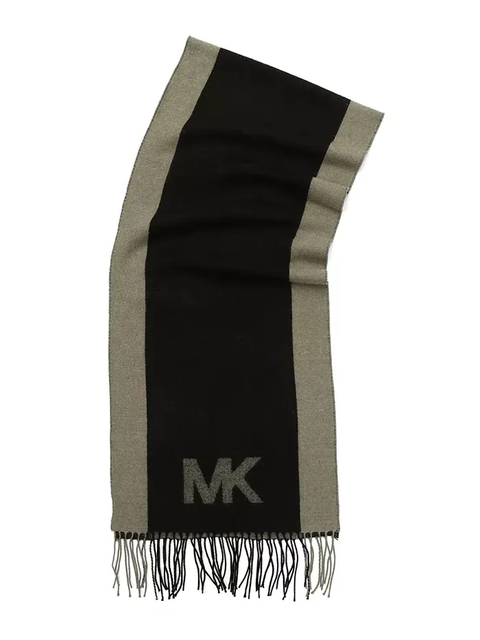 Мужской шарф с боковой полосой в технике Yarn Dye Michael Kors — изображение 3 из 6, черный