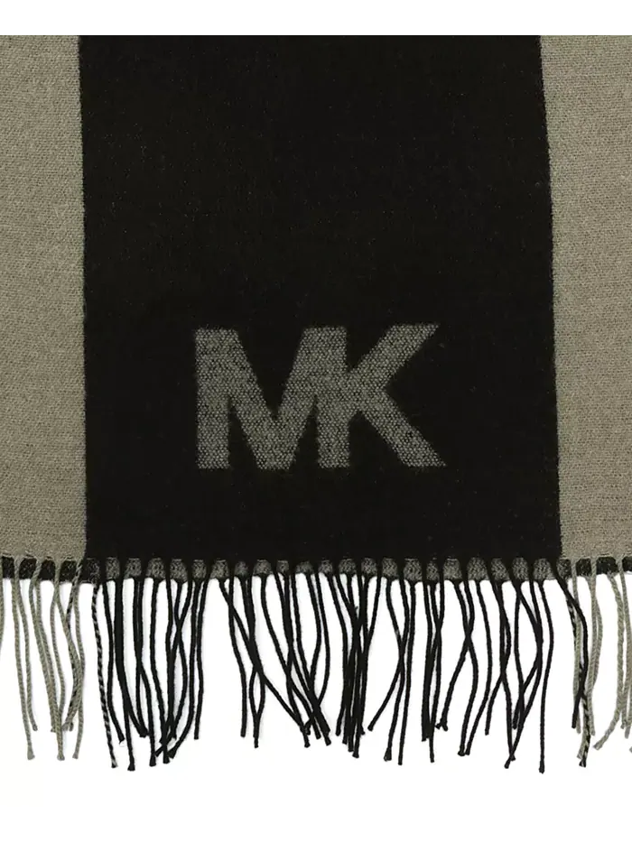 Мужской шарф с боковой полосой в технике Yarn Dye Michael Kors — изображение 4 из 6, черный
