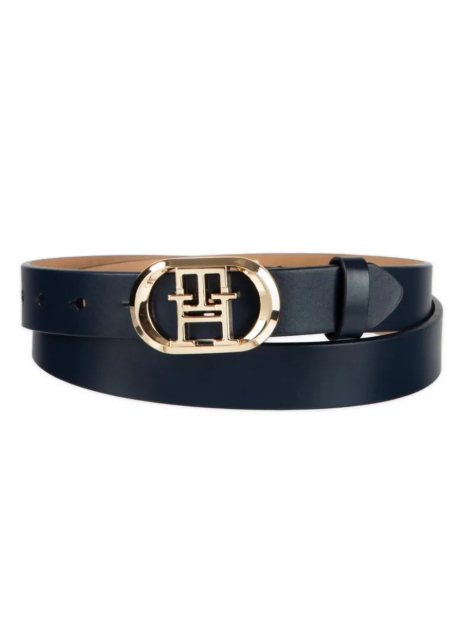 Женский пояс с закругленной пряжкой и монограммой Tommy Hilfiger — изображение 1 из 6, темно-синий
