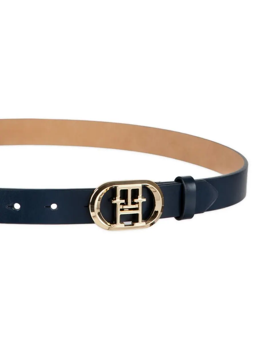 Женский пояс с закругленной пряжкой и монограммой Tommy Hilfiger — изображение 4 из 6, темно-синий