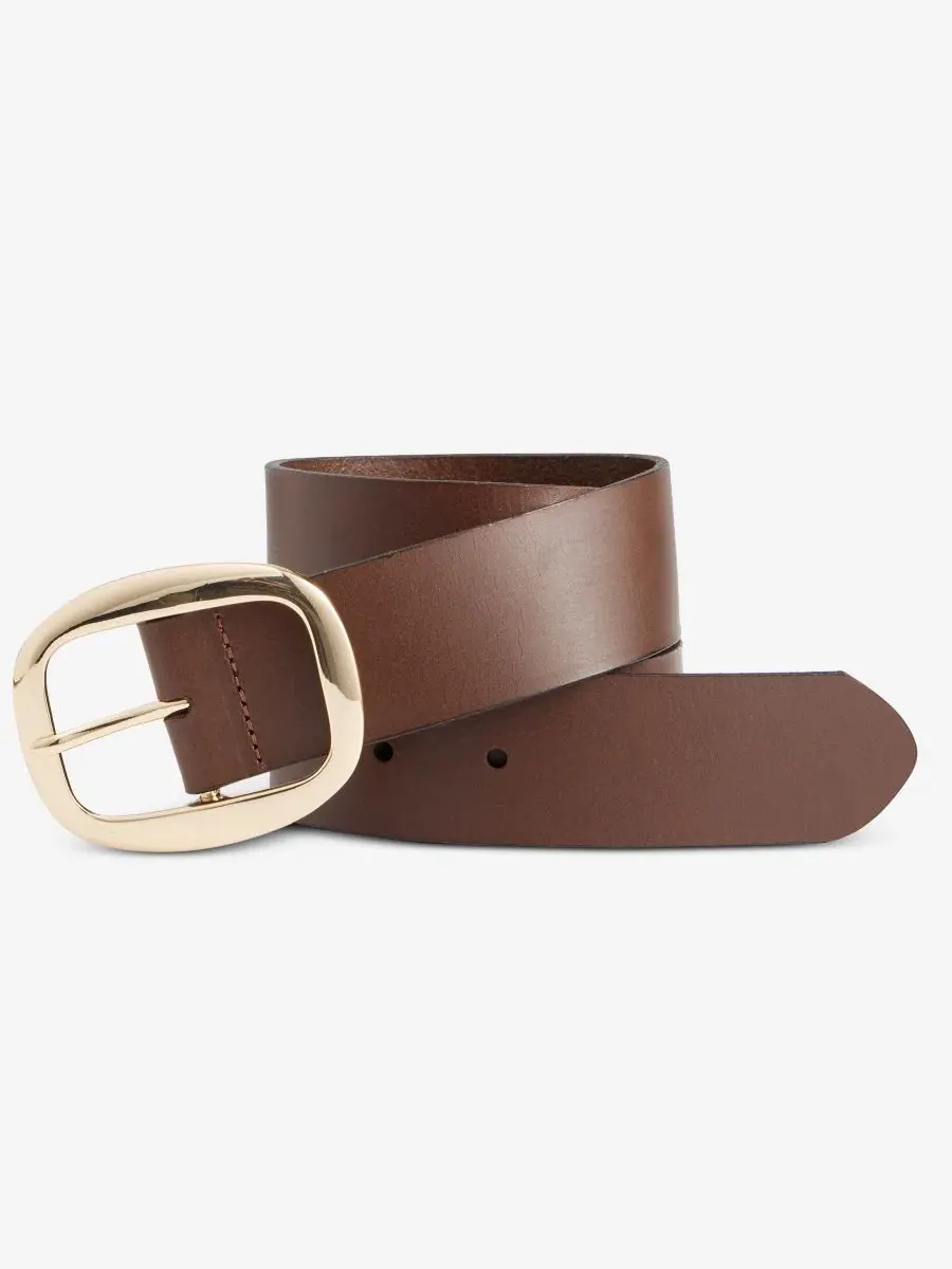 Кожаный ремень Centerbar Oval Buckle I.N.C. International Concepts — изображение 1 из 3, коньячный золотистый