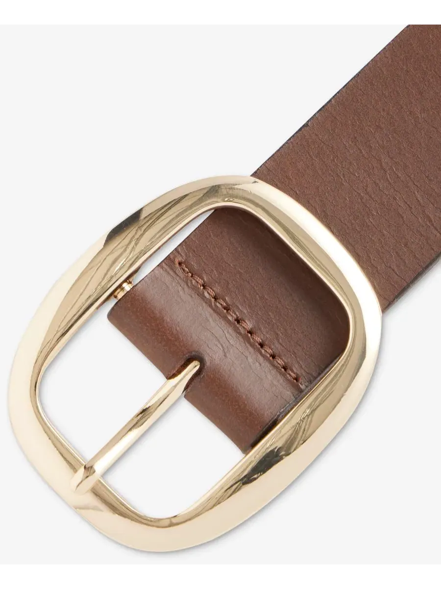 Кожаный ремень Centerbar Oval Buckle I.N.C. International Concepts — изображение 2 из 3, коньячный золотистый
