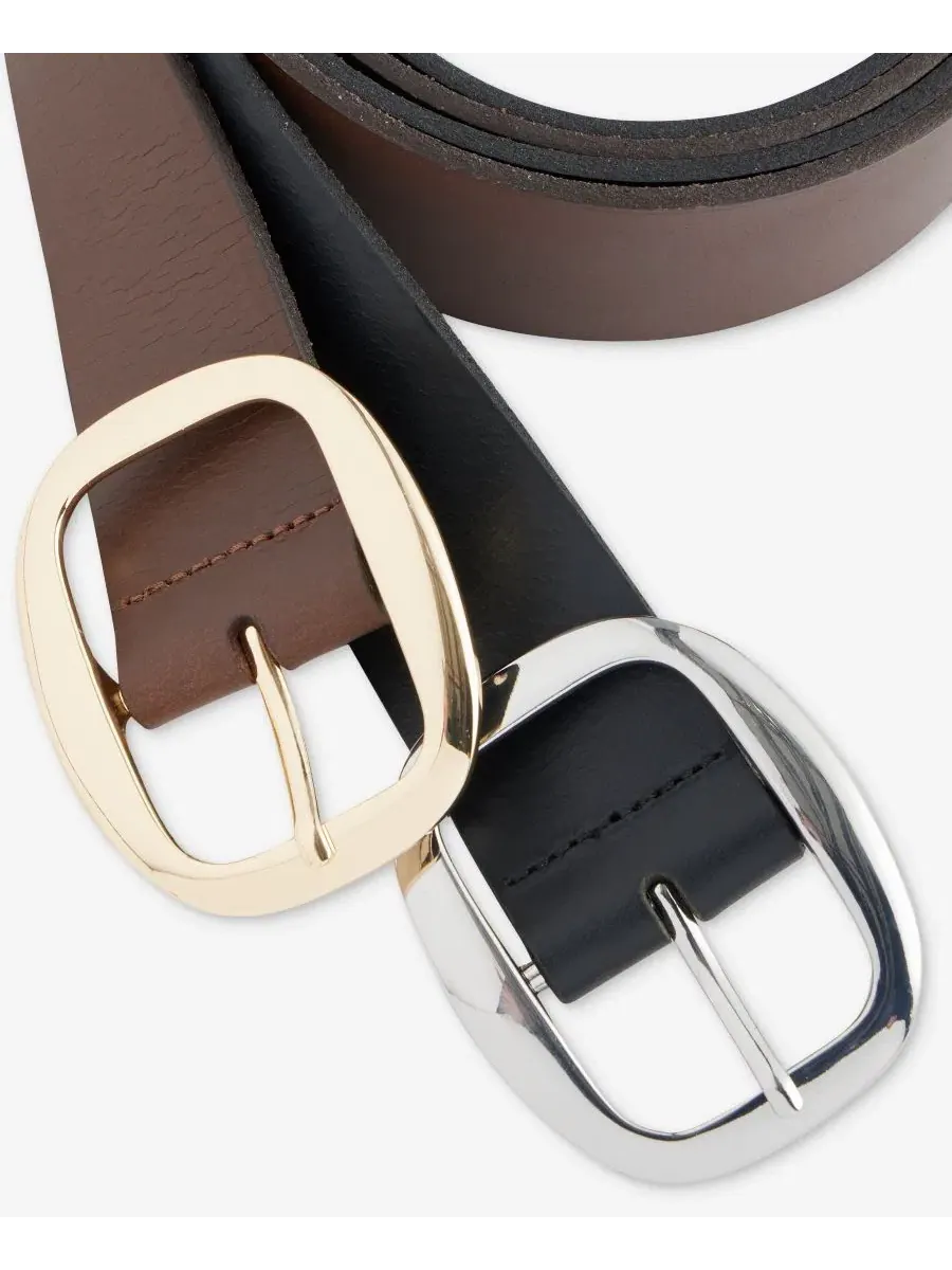 Кожаный ремень Centerbar Oval Buckle I.N.C. International Concepts — изображение 3 из 3, коньячный золотистый