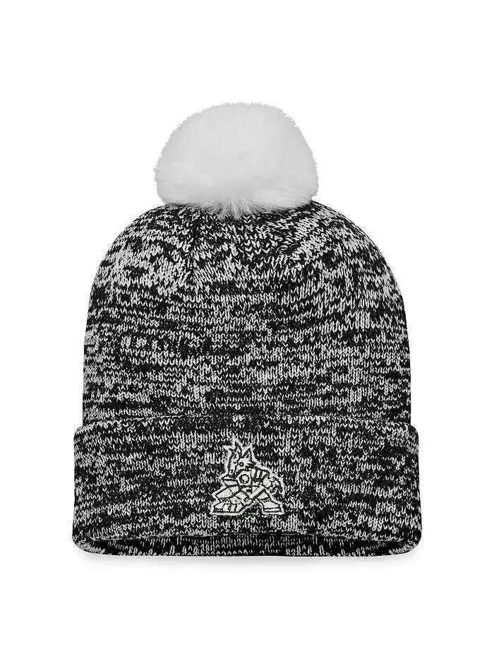 Женская черная шапка Arizona Coyotes Glimmer Cuffed Knit с помпоном Fanatics — изображение 1 из 2
