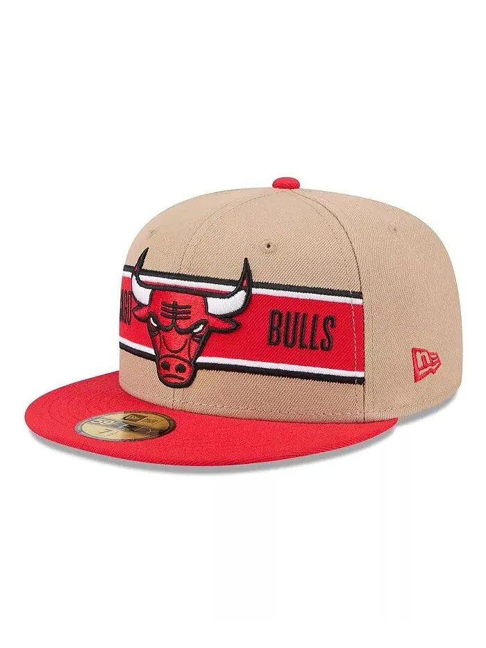 Мужская бежево-красная бейсболка Chicago Bulls 2024 NBA Draft 59FIFTY Fitted Hat New Era