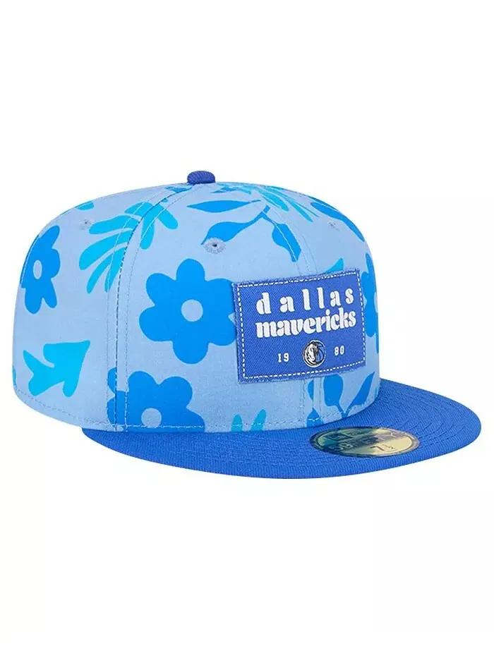 Мужская синяя кепка Dallas Mavericks Palm Fronds 2-Tone 59FIFTY Fitted Hat New Era — изображение 4 из 4