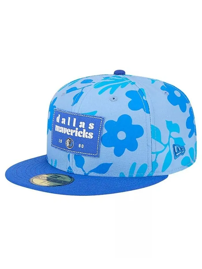 Мужская синяя приталенная шляпа Dallas Mavericks Palm Fronds 2-Tone 59FIFTY New Era