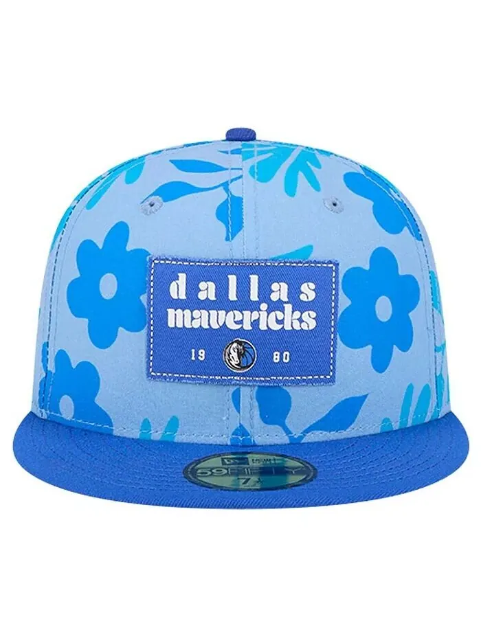 Мужская синяя приталенная шляпа Dallas Mavericks Palm Fronds 2-Tone 59FIFTY New Era — изображение 2 из 4, синий