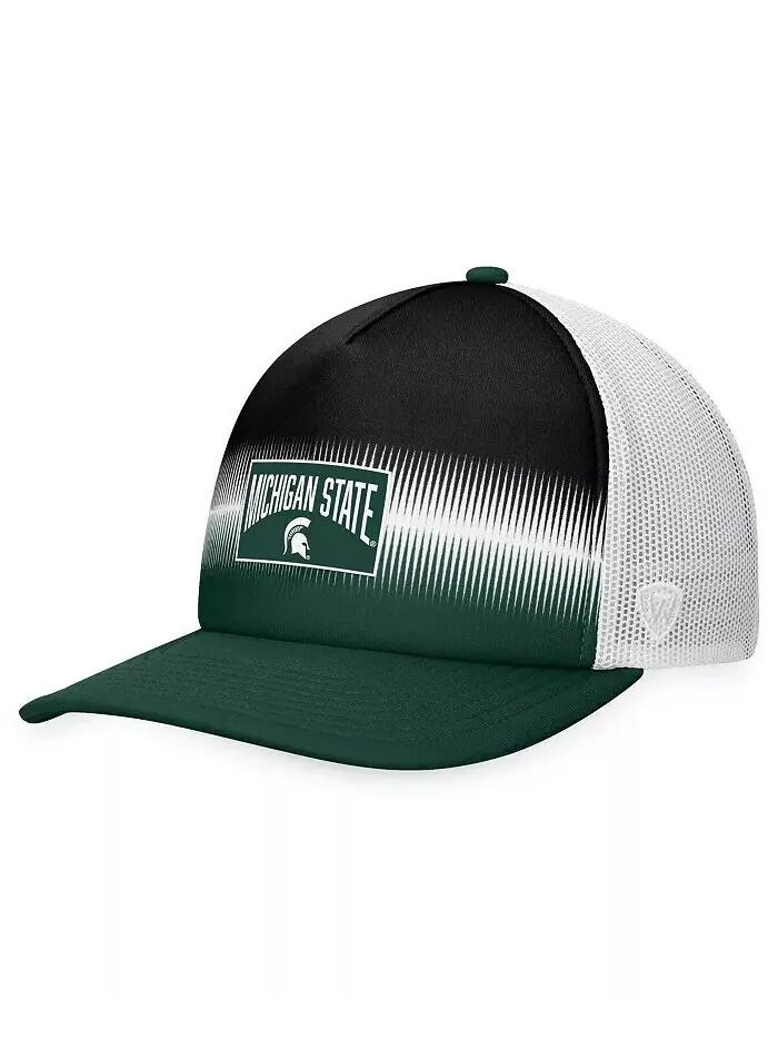 Мужская регулируемая кепка Trucker Daybreak Foam Michigan State Spartans, зеленая, черная Top of — изображение 1 из 3