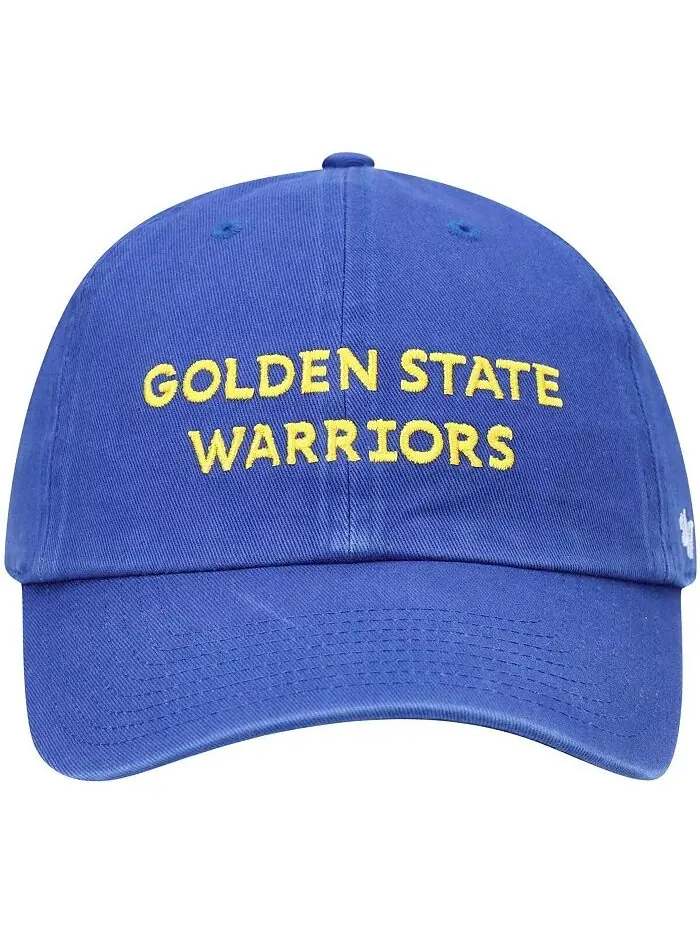 Мужская кепка Royal Golden State Warriors Clean Up Wordmark Adjustable '47 Brand — изображение 2 из 4