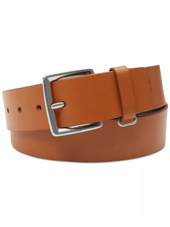 Мужской кожаный ремень с кольцом-хранителем Calvin Klein — изображение 7 из 7, черный